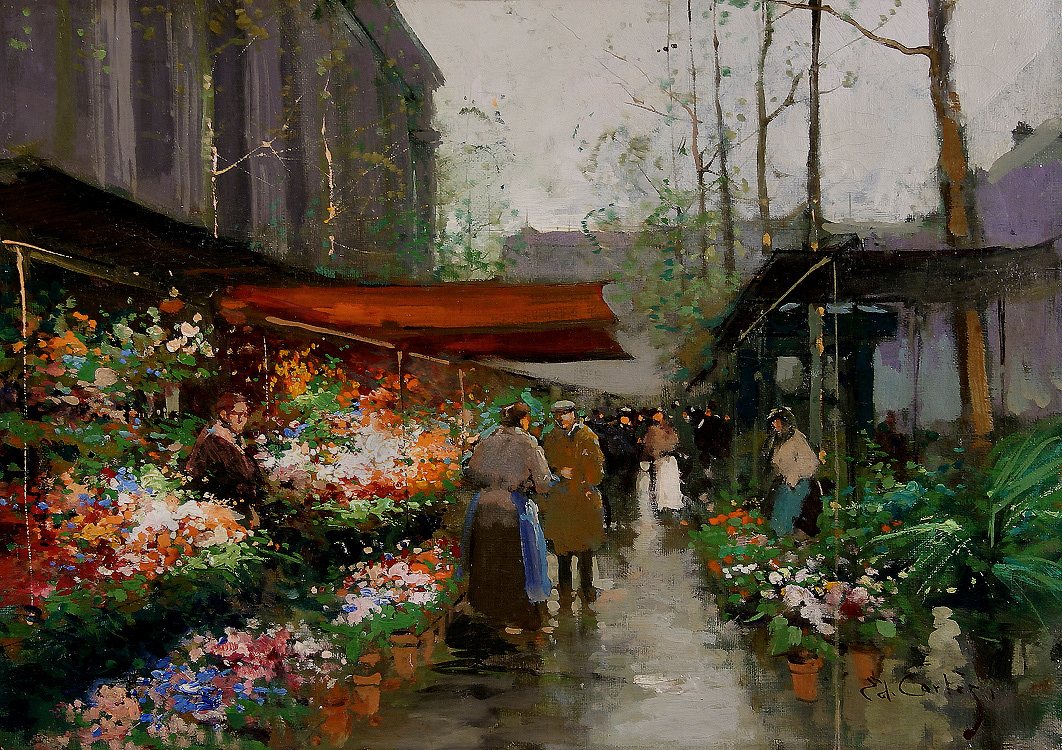 Edouard Cortes - Flower Market at La Madeleine